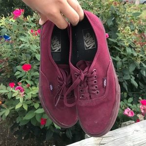 Burgundy Vans Authentic Size 8.5